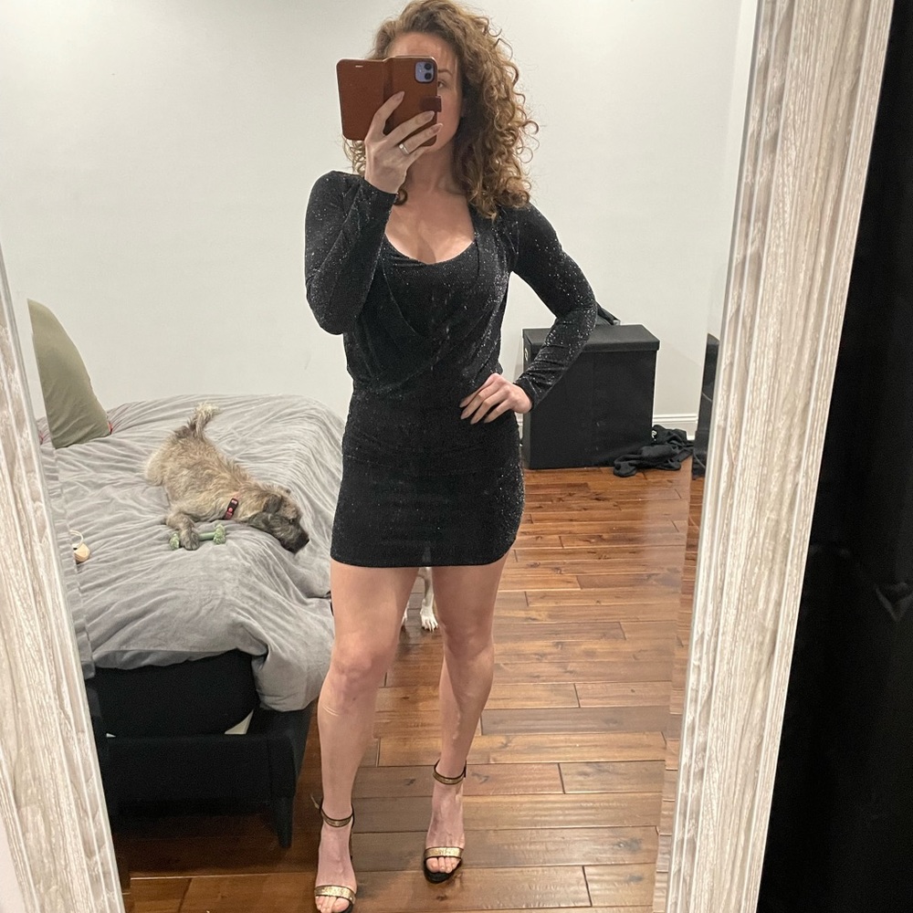 Glitter long sleeve stretchy NYE dress